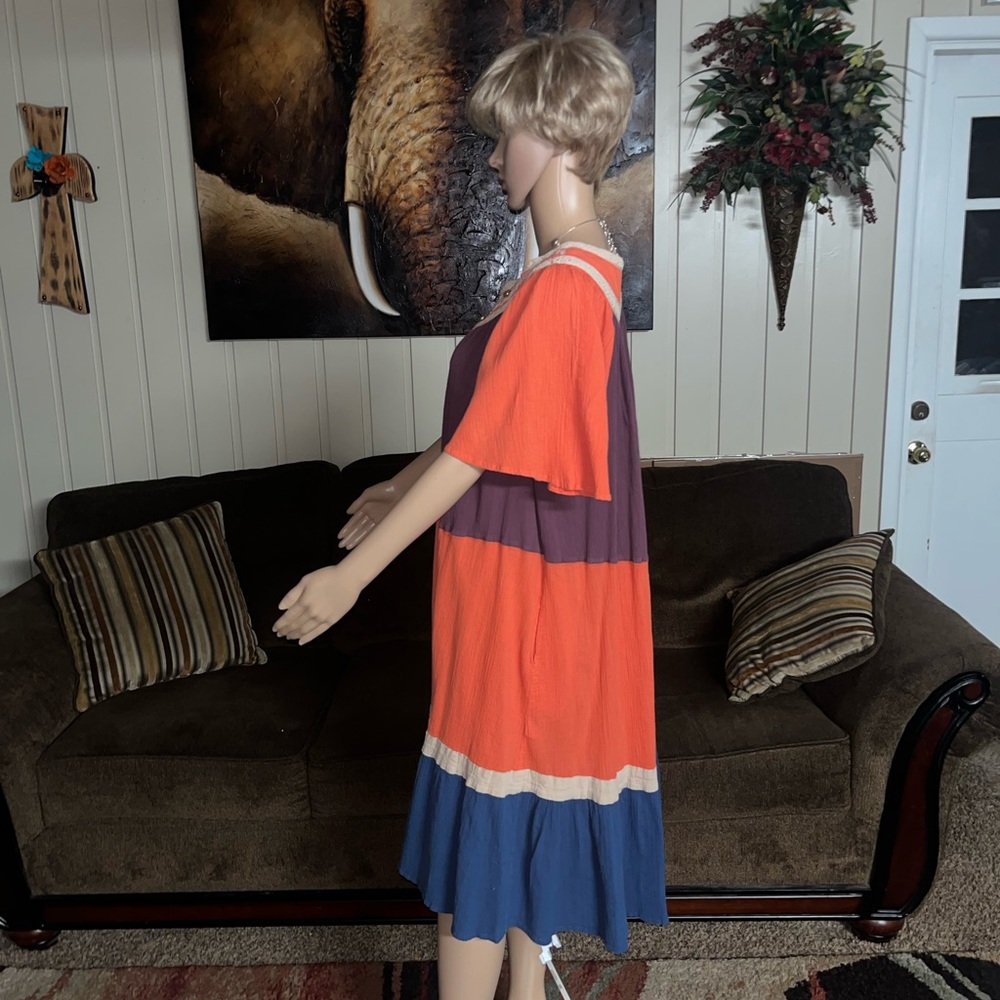 Go Softly Patio • Vintage • Boho • Orange/ Beige/Purple • Small •  Nightgown - Picture 13 of 16